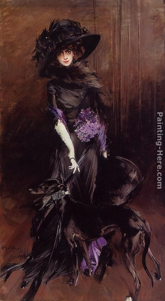 Portrait of the Marchesa Luisa Casati, with a Greyhound painting - Giovanni Boldini Portrait of the Marchesa Luisa Casati, with a Greyhound art painting